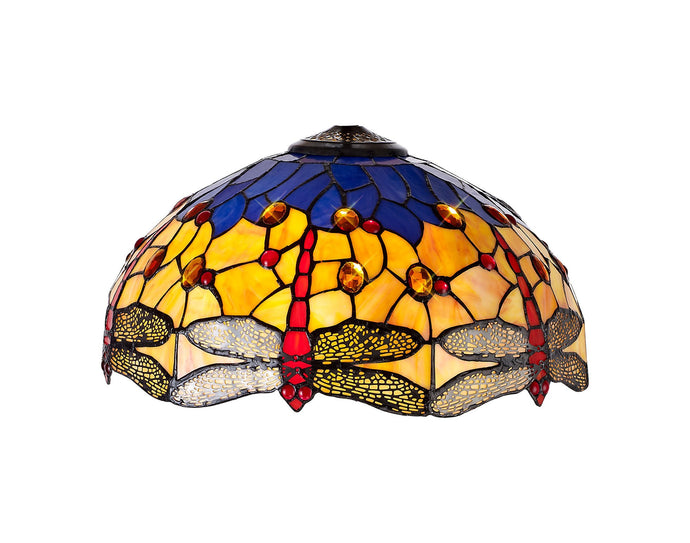 C-Lighting Nectar Tiffany 40cm Shade Only Suitable For Pendant/Ceiling/Table Lamp, Blue/Orange/Crystal - 28856