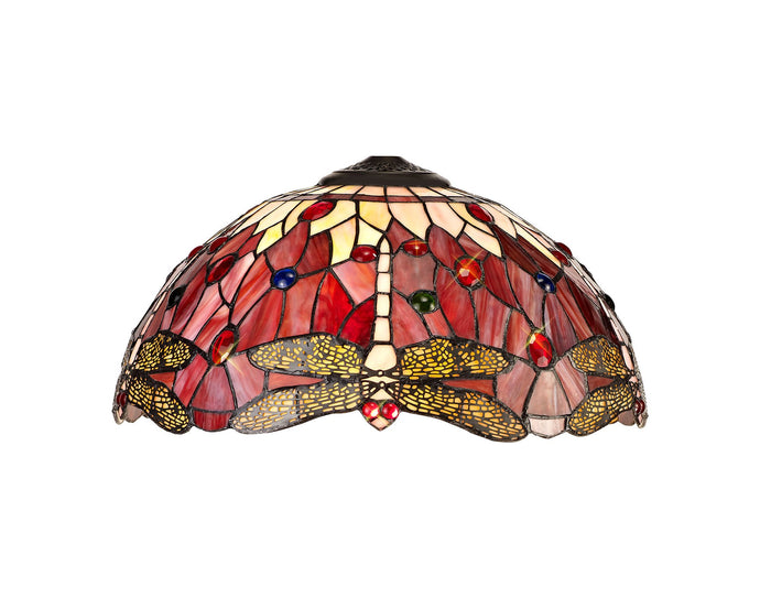 C-Lighting Nectar Tiffany 40cm Shade Only Suitable For Pendant/Ceiling/Table Lamp, Purple/Pink/Crystal - 28859