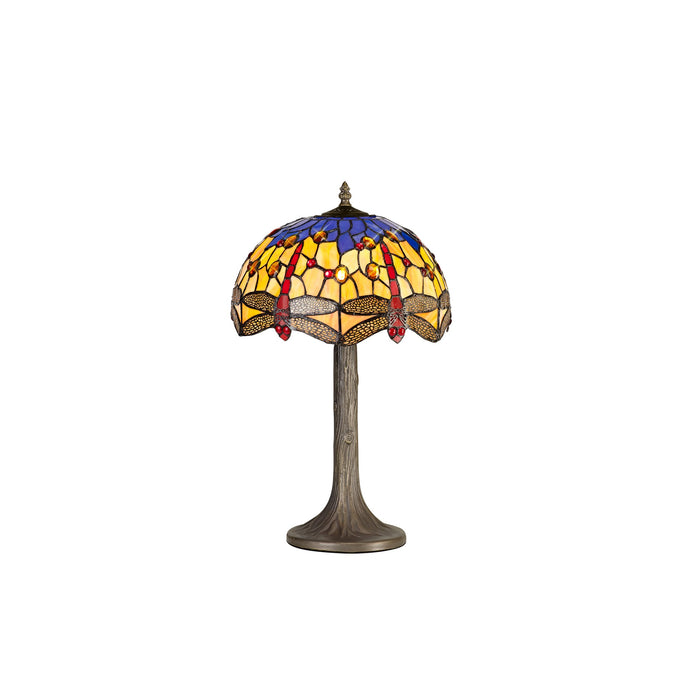 C-Lighting Nectar 1 Light Tree Like Table Lamp E27 With 30cm Tiffany Shade, Blue/Orange/Crystal/Aged Antique Brass - 29467