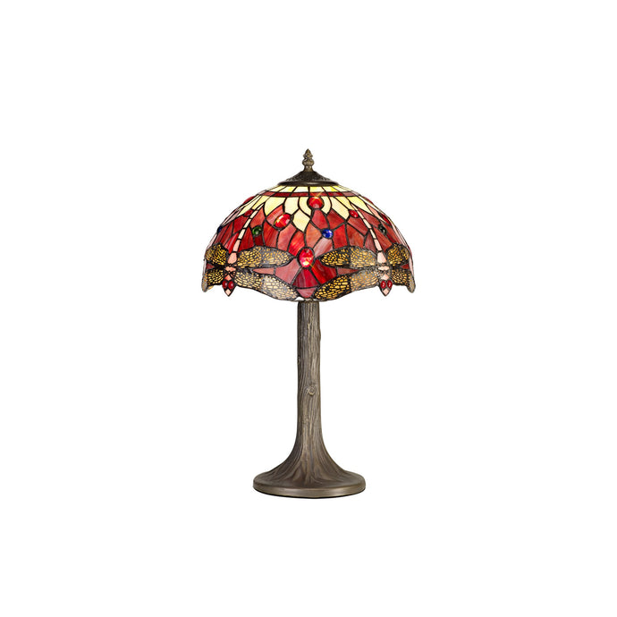 C-Lighting Nectar 1 Light Tree Like Table Lamp E27 With 30cm Tiffany Shade, Purple/Pink/Crystal/Aged Antique Brass - 29488
