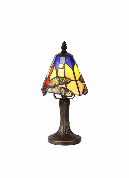 C-Lighting Nectar Tiffany Table Lamp, 1 x E14, Black/Gold, Blue/Orange/Crystal Shade - 30781