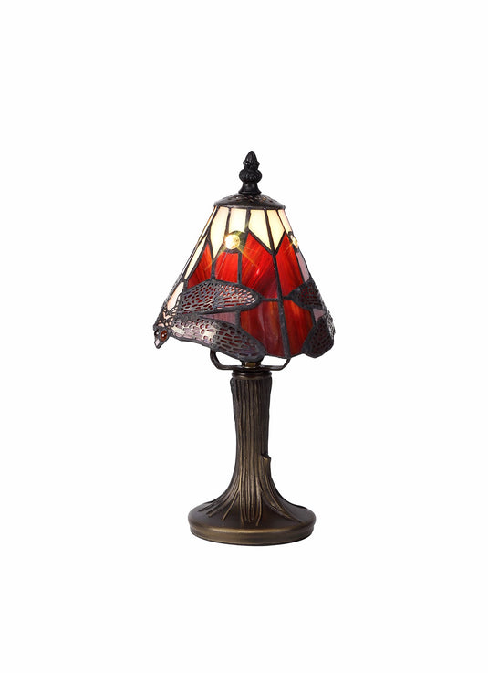 C-Lighting Nectar Tiffany Table Lamp, 1 x E14, Black/Gold, Purple/Pink/Crystal Shade - 30782