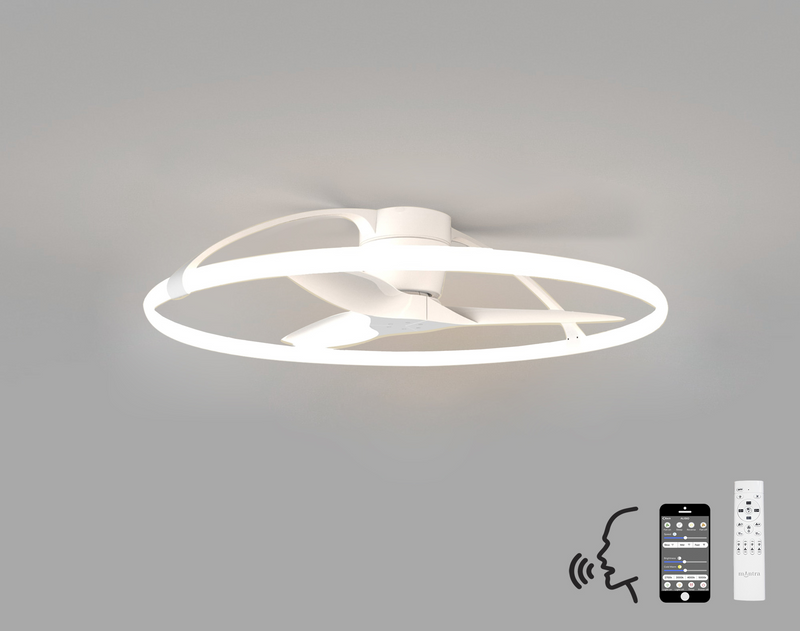 Load image into Gallery viewer, Mantra M7530 Nepal 75W LED Dimmable Ceiling Light With Built-In 35W DC Reversible Fan White (Remote Control &amp; App &amp; Alexa/Google Voice control) - 43362
