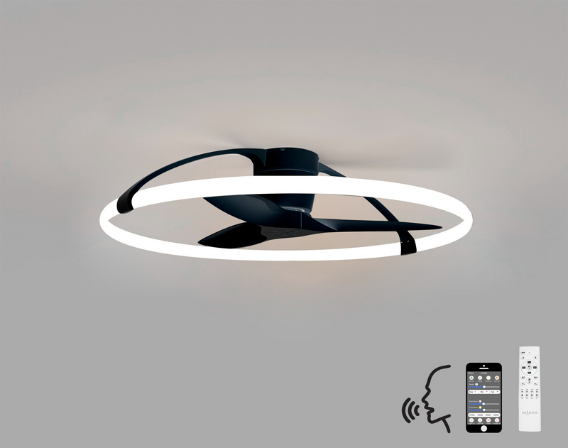 Load image into Gallery viewer, Mantra M7531 Nepal 75W LED Dimmable Ceiling Light With Built-In 35W DC Reversible Fan Black (Remote Control &amp; App &amp; Alexa/Google Voice control) - 42945
