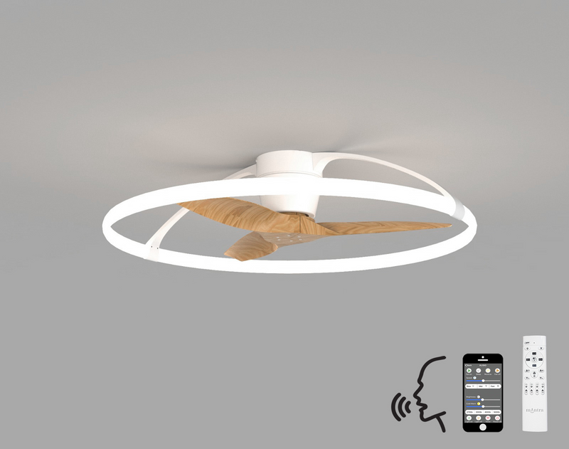 Load image into Gallery viewer, Mantra M7532 Nepal 75W LED Dimmable Ceiling Light With Built-In 35W DC Reversible Fan White/Wood (Remote Control &amp; App &amp; Alexa/Google Voice control) - 42946
