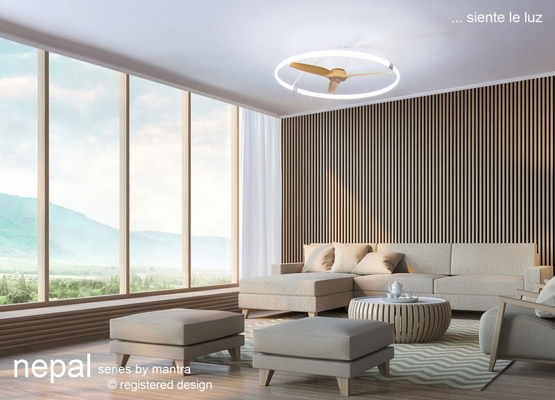 Load image into Gallery viewer, Mantra M7532 Nepal 75W LED Dimmable Ceiling Light With Built-In 35W DC Reversible Fan White/Wood (Remote Control &amp; App &amp; Alexa/Google Voice control) - 42946
