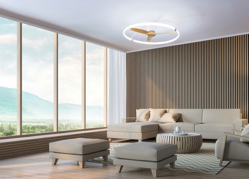 Load image into Gallery viewer, Mantra M7533 Nepal 75W LED Dimmable Ceiling Light With Built-In 35W DC Reversible Fan Silver/Wood (Remote Control &amp; App &amp; Alexa/Google Voice control) - 42947
