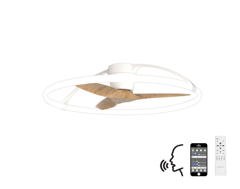 Load image into Gallery viewer, Mantra M7532 Nepal 75W LED Dimmable Ceiling Light With Built-In 35W DC Reversible Fan White/Wood (Remote Control &amp; App &amp; Alexa/Google Voice control) - 42946
