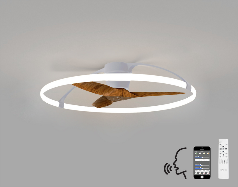 Load image into Gallery viewer, Mantra M7533 Nepal 75W LED Dimmable Ceiling Light With Built-In 35W DC Reversible Fan Silver/Wood (Remote Control &amp; App &amp; Alexa/Google Voice control) - 42947
