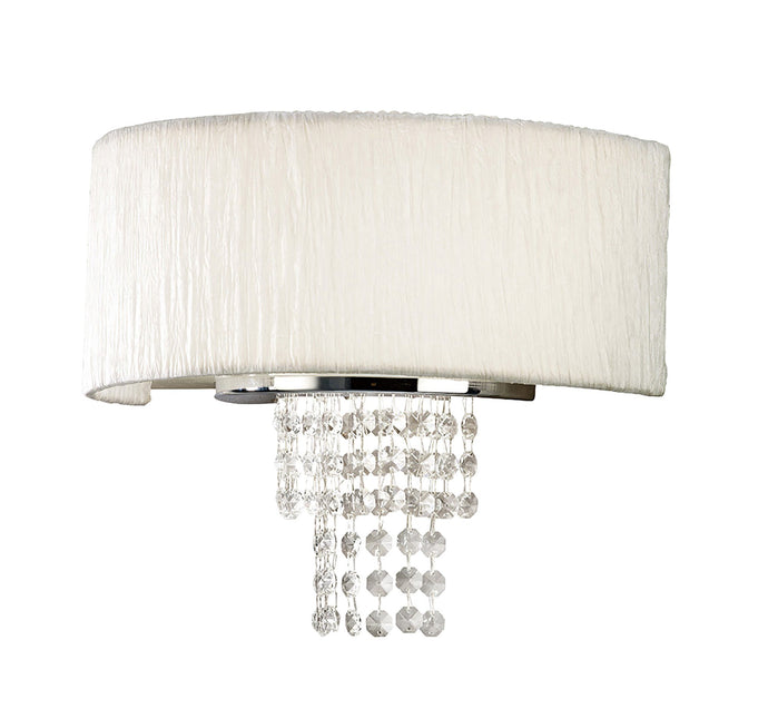 Diyas IL30271/WH Nerissa Wall Lamp With White Shade 2 Light Polished Chrome/Crystal - 38027