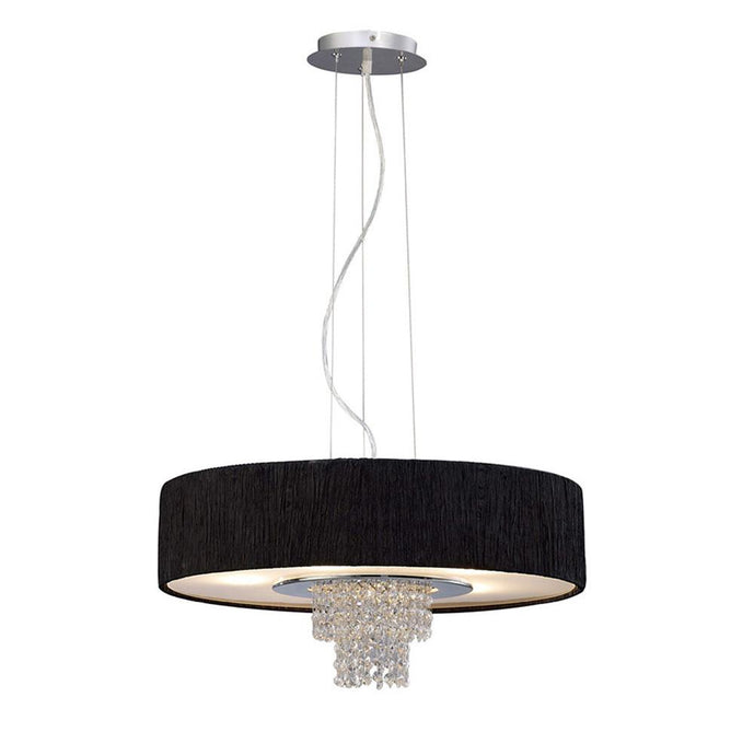 Diyas IL30273/BL Nerissa Pendant With Black Shade 6 Light Polished Chrome/Crystal - 38030