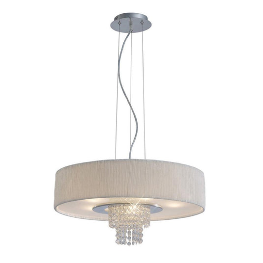 Diyas IL30273/WH Nerissa Pendant With White Shade 6 Light Polished Chrome/Crystal - 38031