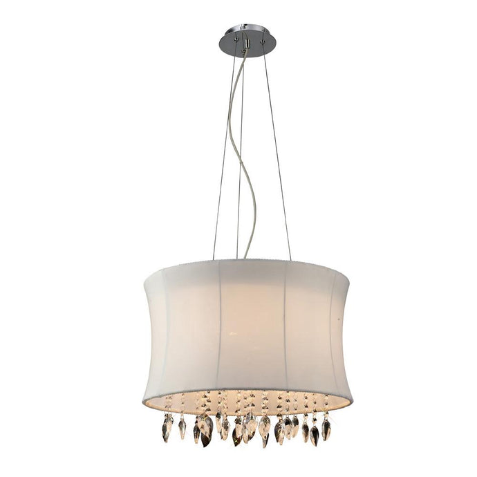 Diyas IL30563 Niki Pendant 4 Light With White Shade Polished Chrome/Clear Crystal - 38087
