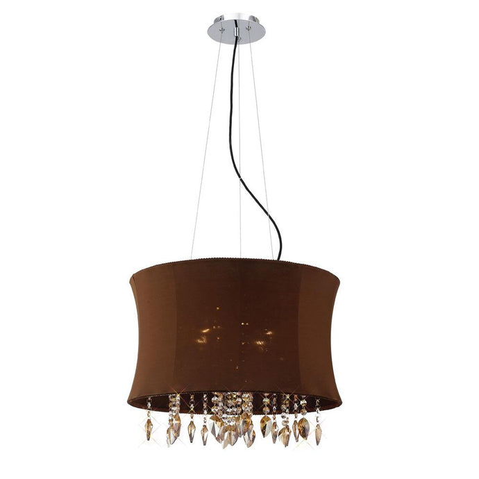 Diyas IL30564 Niki Pendant 4 Light With Brown Shade Polished Chrome/Coffee Crystal - 38088