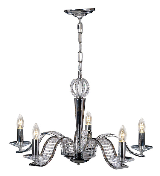 Diyas IL30345 Niobe Pendant 5 Light Polished Chrome/Crystal - 38048