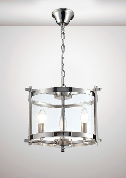 Deco D0087 Nolan Single Pendant 3 Light E14 Polished Chrome/Clear Glass