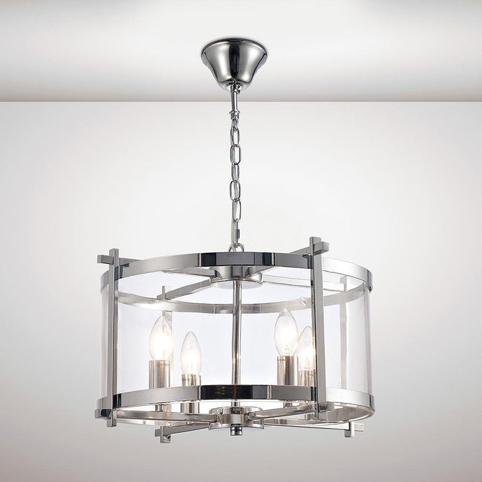 Deco D0089 Nolan Single Pendant 4 Light E14 Polished Chrome/Clear Glass