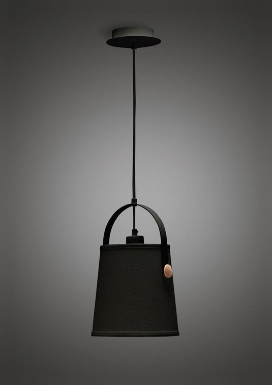Mantra M4927 Nordica Pendant With Black Shade 1 Light E27, Matt Black/Beech With Black Shade