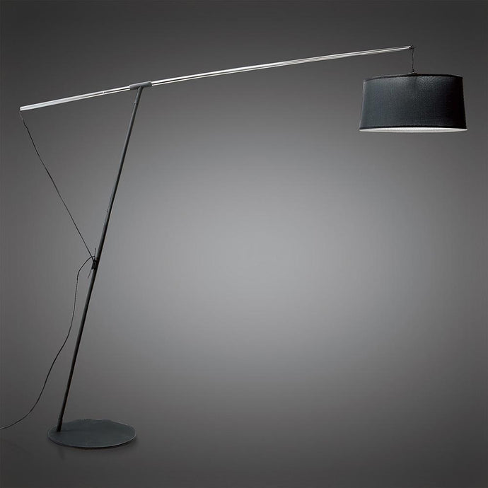 Mantra M4968 Nordica Floor Lamp E27 With Black Shade, Black/Polished Chrome
