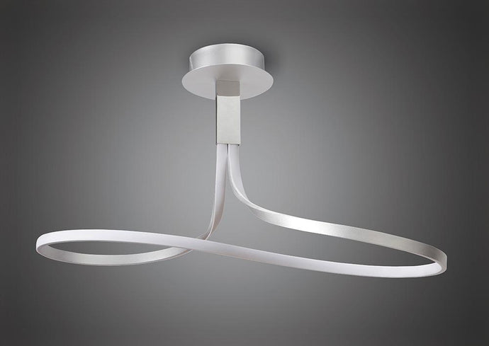 Mantra M4997 Nur Semi Ceiling Tall 40W LED 3000K, 3200lm, Dimmable Silver/Frosted Acrylic/Polished Chrome, 3yrs Warranty