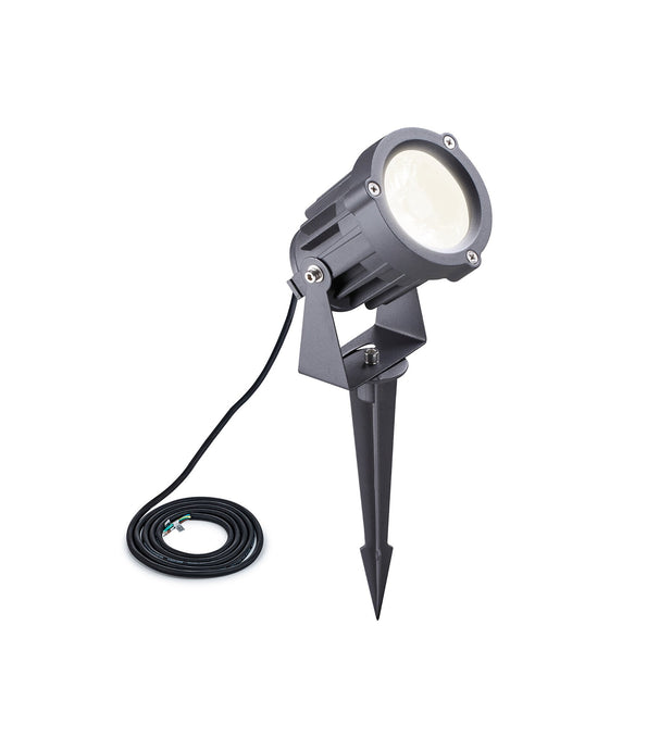 C-Lighting Olantigh Spike/Wall Light, 1 x 15W LED, 3000K, 1050lm, 30 Degree, IP65, Grey/Black, c/w 2m Cable, 3yrs Warranty - 29395