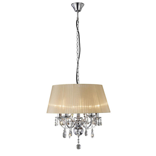 Diyas IL30045 Olivia Pendant With Soft Bronze Shade 5 Light Polished Chrome/Crystal - 37908