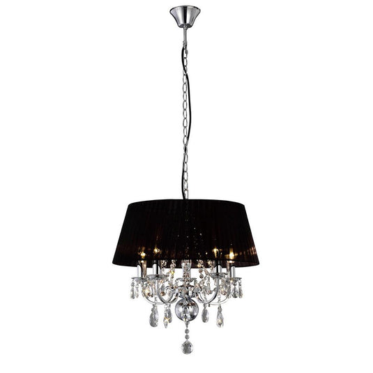 Diyas IL30045 Olivia Pendant With Black Shade 5 Light Polished Chrome/Crystal - 37906