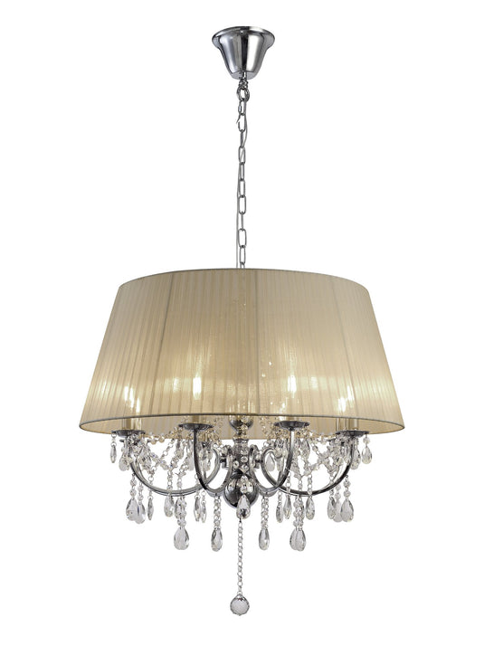 Diyas IL30056 Olivia Pendant With Soft Bronze Shade 8 Light Polished Chrome/Crystal - 37919