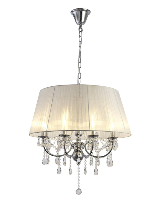 Diyas IL30056 Olivia Pendant With White Shade 8 Light Polished Chrome/Crystal - 37920