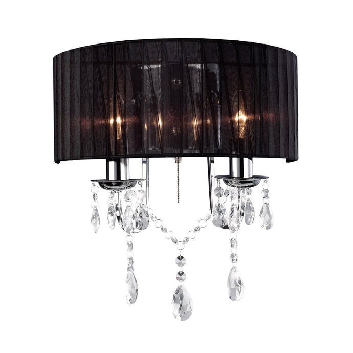 Diyas IL30061 Olivia Wall Lamp Switched With Black Shade 2 Light Polished Chrome/Crystal - 37927