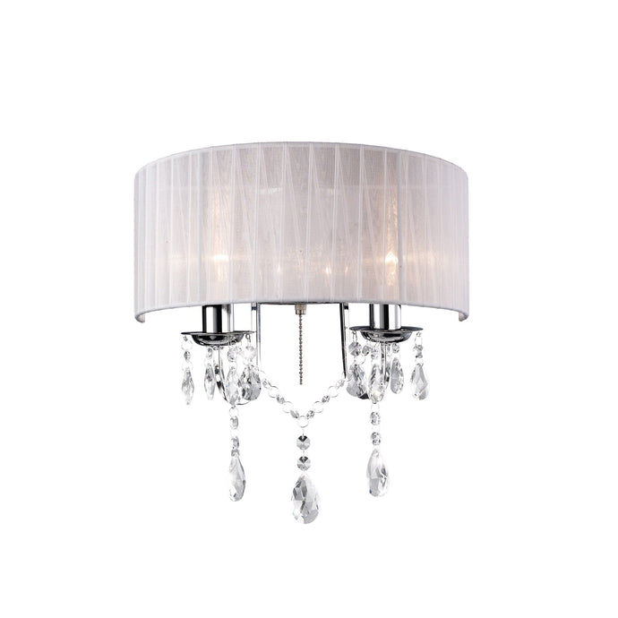 Diyas IL30061 Olivia Wall Lamp Switched With White Shade 2 Light Polished Chrome/Crystal - 37930