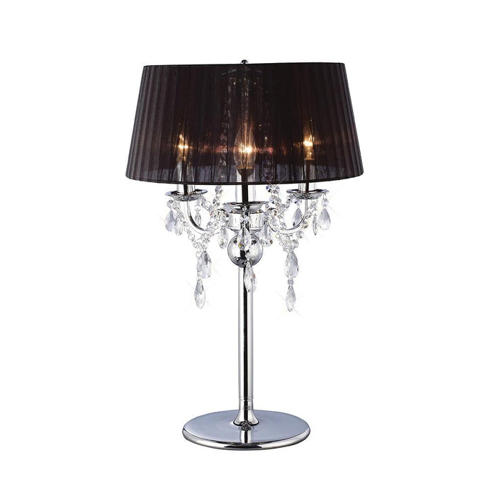 Diyas IL30062/BL Olivia Table Lamp With Black Shade 3 Light Polished Chrome/Crystal - 37931