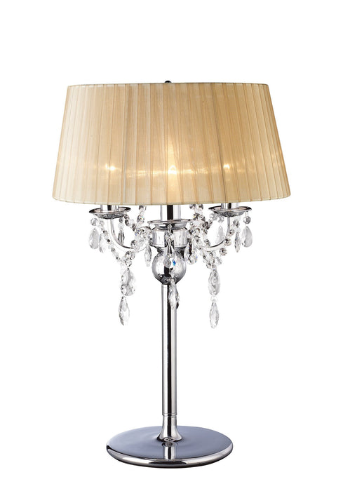 Diyas IL30062 Olivia Table Lamp With Soft Bronze Shade 3 Light Polished Chrome/Crystal - 37933