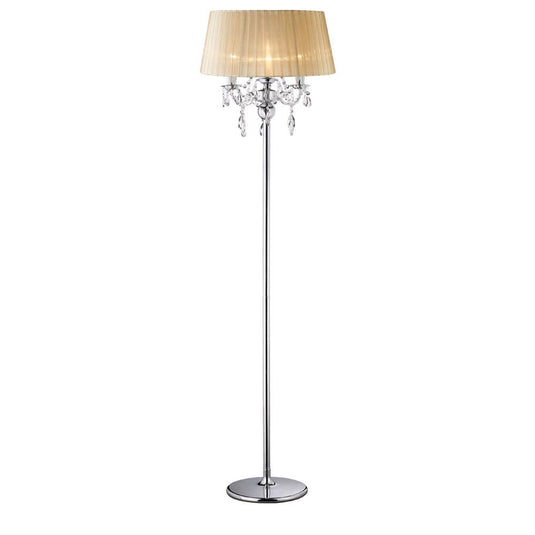 Diyas IL30063 Olivia Floor Lamp With Soft Bronze Shade 3 Light Polished Chrome/Crystal - 37937