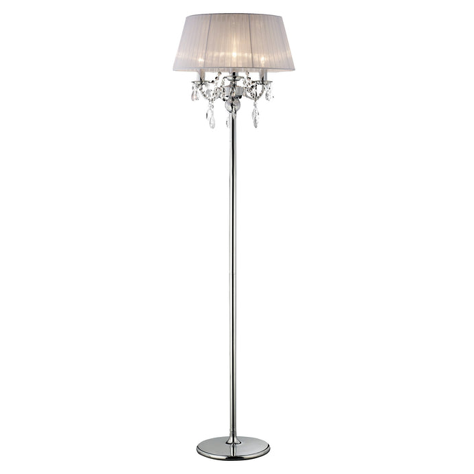 Diyas IL30063 Olivia Floor Lamp With White Shade 3 Light Polished Chrome/Crystal - 37938