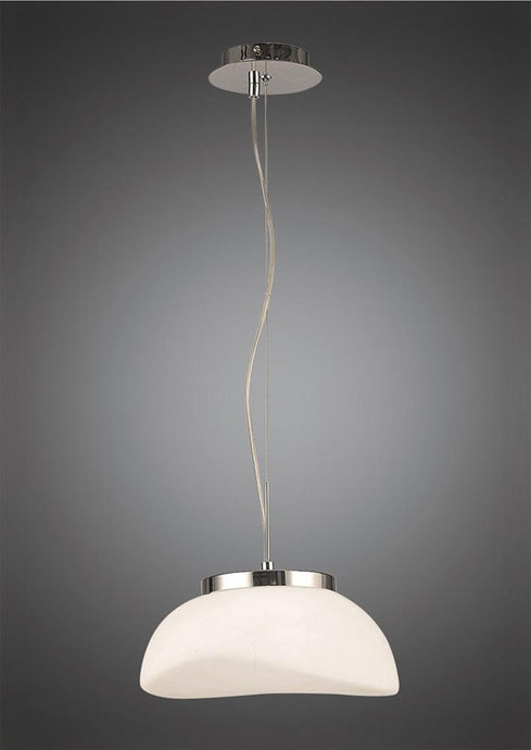 Mantra M4893 Opal Pendant 1 Light E27, Polished Chrome/Frosted White Glass