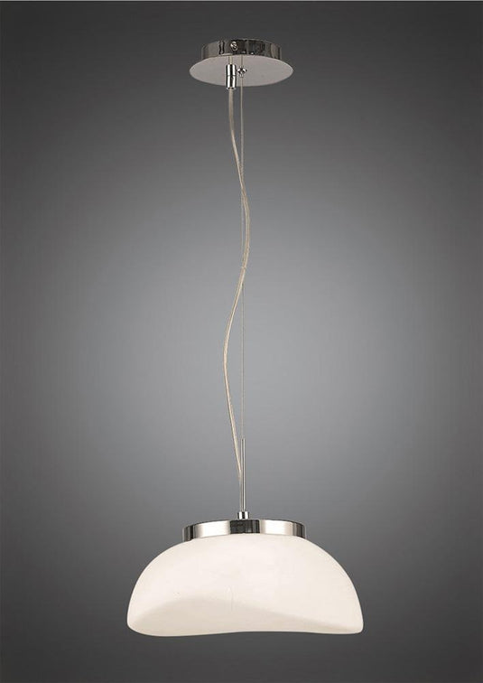 Mantra M4893 Opal Pendant 1 Light E27, Polished Chrome/Frosted White Glass