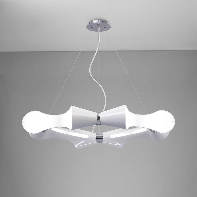 Mantra M1541 Ora Pendant 8 Flat Round Light E27, Gloss White/White Acrylic/Polished Chrome