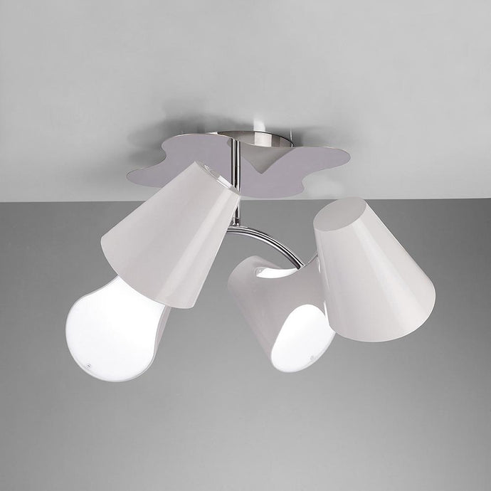 Mantra M1545 Ora Ceiling 2 Arm 4 Light E27, Gloss White/White Acrylic/Polished Chrome