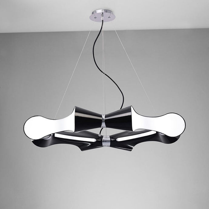 Mantra M1551 Ora Pendant 8 Flat Round Light E27, Gloss Black/White Acrylic/Polished Chrome