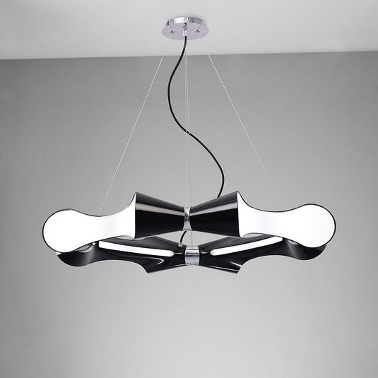 Mantra M1551 Ora Pendant 8 Flat Round Light E27, Gloss Black/White Acrylic/Polished Chrome