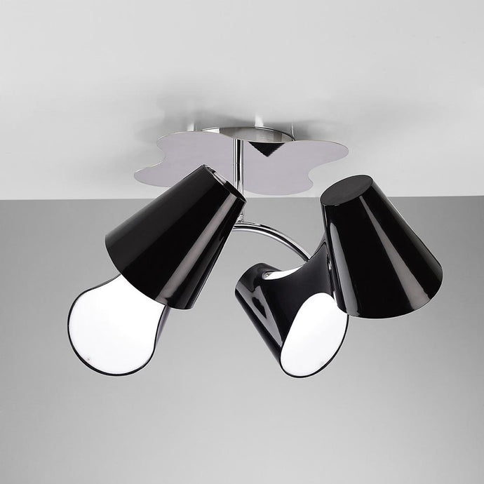 Mantra M1555 Ora Ceiling 2 Arm 4 Light E27, Gloss Black/White Acrylic/Polished Chrome
