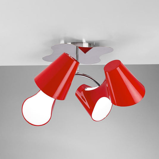 Mantra M1565 Ora Ceiling 2 Arm 4 Light E27, Gloss Red/White Acrylic/Polished Chrome