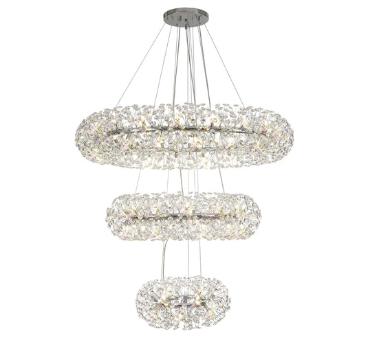 C-Lighting Orion 3 Tier Pendant 74 Light G9 Polished Chrome/Crystal, Item Weight: 37.6kg - 33189
