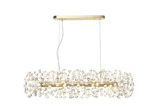 C-Lighting Orion Oblong Linear Pendant 10 Light G9 French Gold/Crystal - 33228