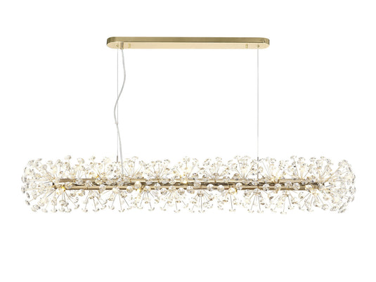 C-Lighting Orion Oblong Linear Pendant 14 Light G9 French Gold/Crystal - 33229