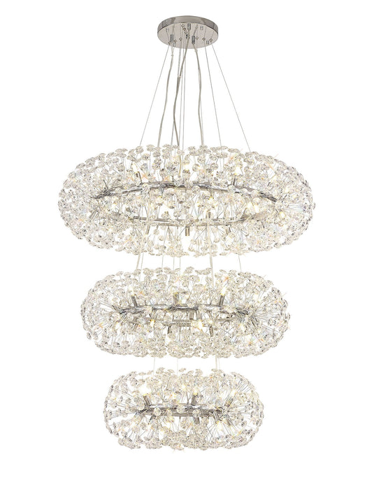 C-Lighting Orion 3 Tier Pendant 58 Light G9 Polished Chrome/Crystal, Item Weight: 30.2kg - 33306