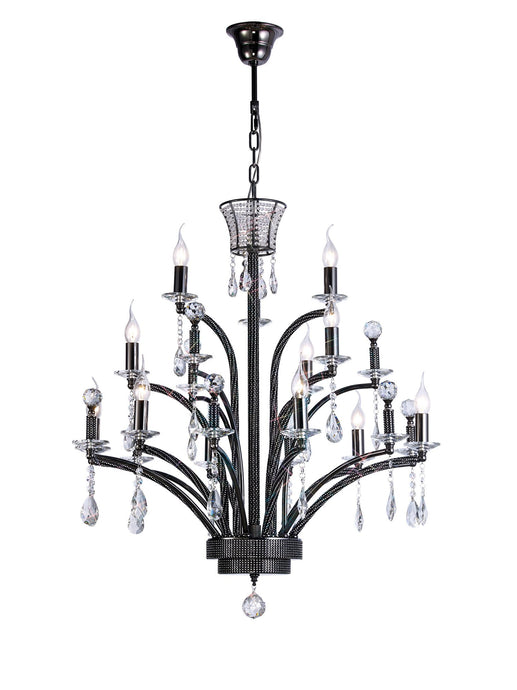 Diyas IL30481 Orlando Pendant Large 12 Light E14 Black Chrome, (ITEM REQUIRES CONSTRUCTION/CONNECTION) Item Weight: 16kg - 38078