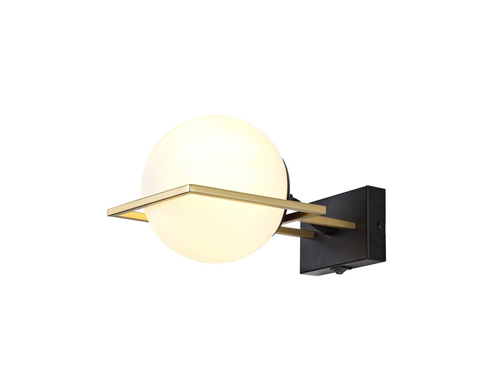 C-Lighting Oxford Wall Lamp Switched, 1 Light E14, Matt Black/Polished Gold - 29032