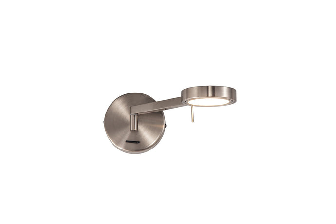 C-Lighting Park Switched Adjustable Wall Lamp / Reader, 1 x 8W LED, 3000K, Satin Nickel, 3yrs Warranty - 29230